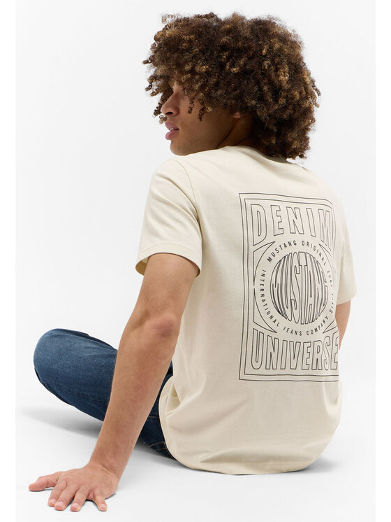 Mustang Mustang T-Shirt AUSTIN Beżowy Straight Fit