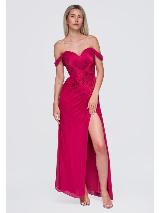 Ombre Ombre Sukienka wieczorowa LA-OM-DLR421 Różowy Slim Fit