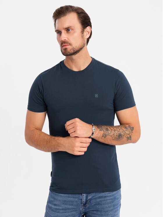 Ombre Ombre Komplet t-shirtów Z101 Granatowy Slim Fit