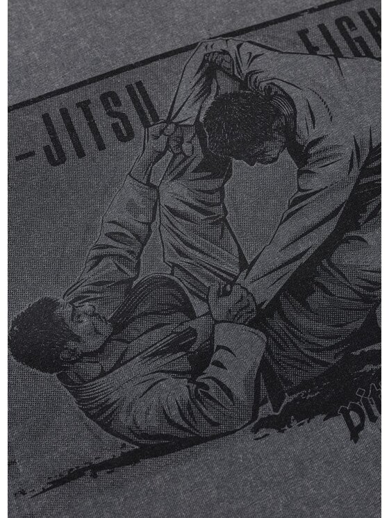 PITBULL PITBULL T-Shirt JIU-JITSU FIGHT DVSN Szary Regular Fit