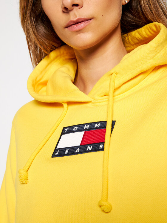 Tommy Jeans Felpa Flag DW0DW08975 Giallo Regular Fit Modivo