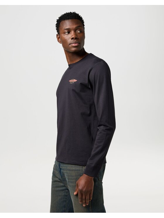 Wrangler Wrangler T-Shirt LS AMERICANA TEE Czarny Regular Fit