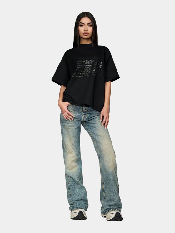 MADE BY SOCIETY MADE BY SOCIETY T-Shirt Tricou FREQUENCY - T27290 Czarny Basic Fit