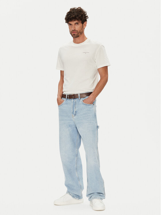 Tommy Jeans Tommy Jeans T-krekls Linear Chest DM0DM21780 Écru Slim Fit