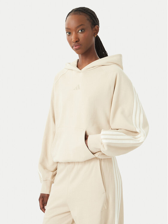 adidas Hanorac 3-Stripes KV9930 Bej deschis Loose Fit