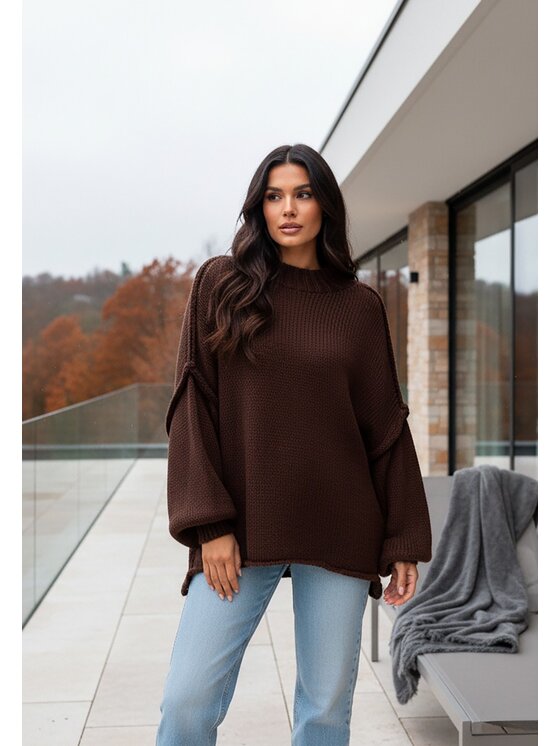 FIGL FIGL Svetr M1238 Hnědá Regular Fit