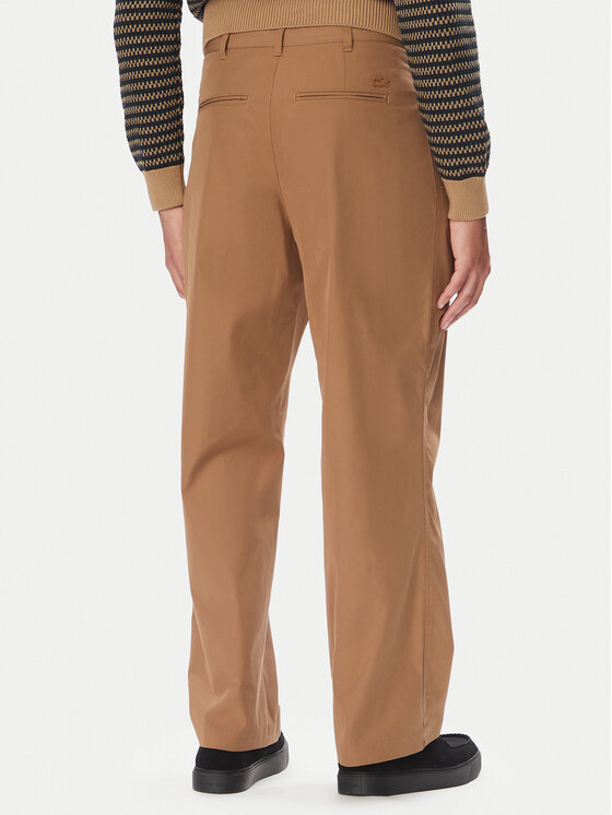 Lacoste Lacoste Pantaloni din material HH0095 Maro deschis Loose Fit