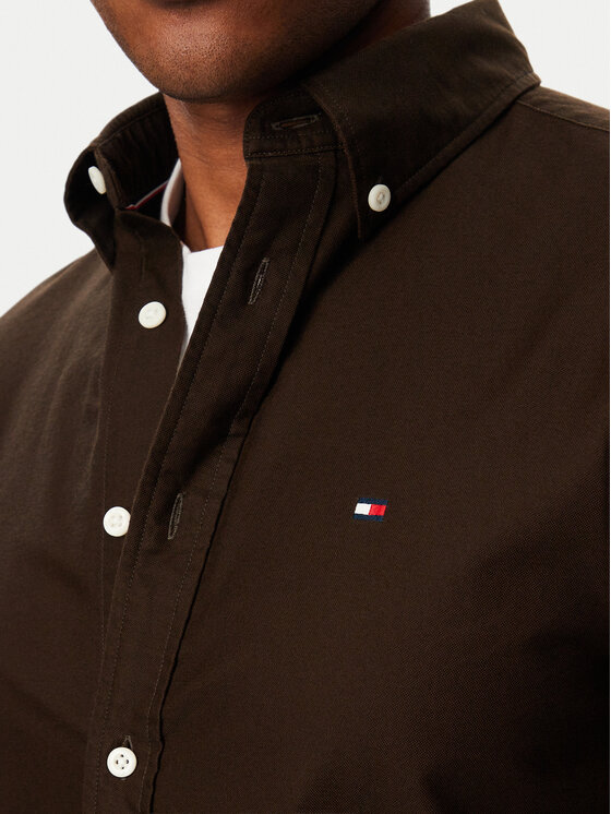Tommy Hilfiger Tommy Hilfiger Koszula Solid Heritage MW0MW35774 Brązowy ciemny Regular Fit