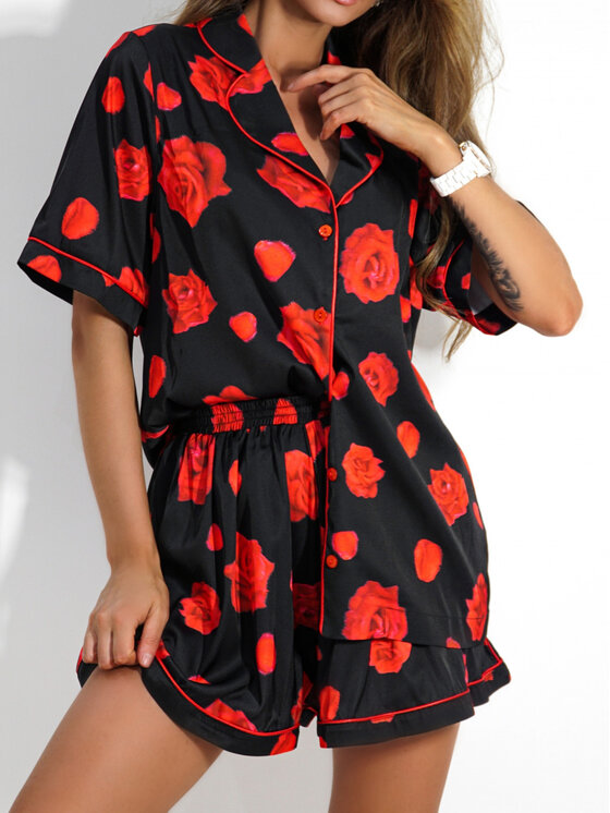 LilaLou LilaLou Piżama Gaby Czarny Regular Fit