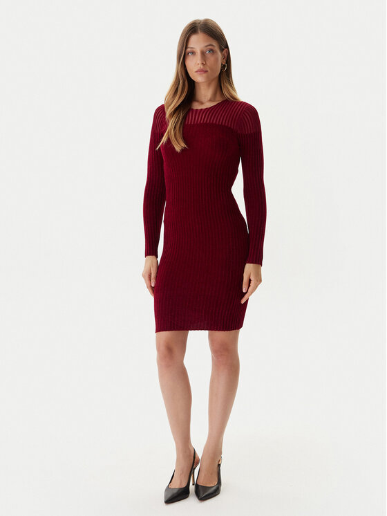 Guess Guess Úpletové šaty W5BK63 Z0890 Červená Slim Fit