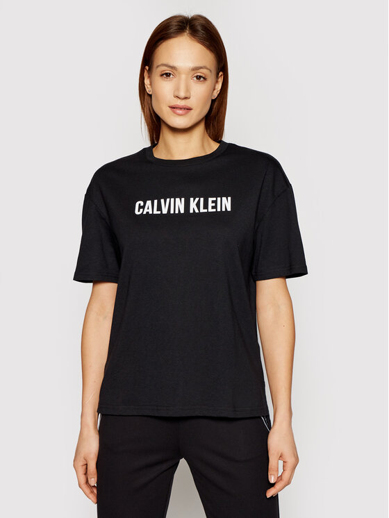 Calvin Klein Performance Tricou Logo Boyfriend 00GWS1K109 Negru Relaxed Fit
