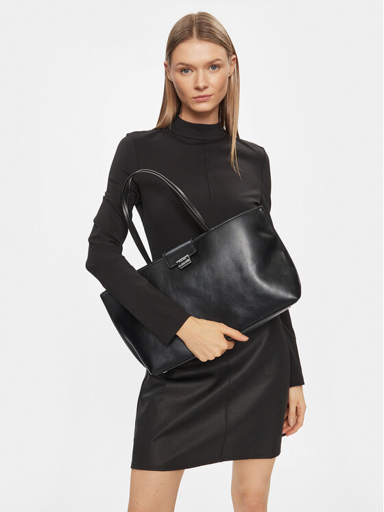 Calvin Klein Handtasche Archive Hw Large Tote K60K611567 Schwarz Modivo