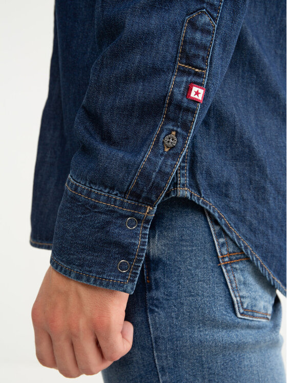 BIG STAR BIG STAR Koszula jeansowa CHUCK_761 Granatowy Basic Fit