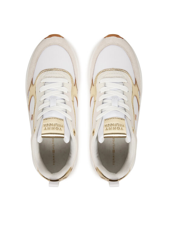 Tommy Hilfiger Tommy Hilfiger Sneakersy Th Chunky Runner Metallic FW0FW09204 Écru