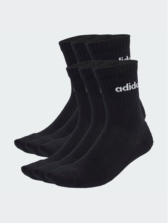 adidas adidas Skarpety długie Linear Crew Socks Cushioned Socks 6 Pair Pack Czarny