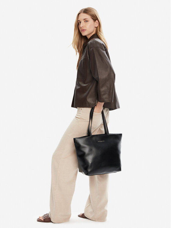 Tommy Hilfiger Tommy Hilfiger Kabelka Th Logotape Tote AW0AW17693 Čierna