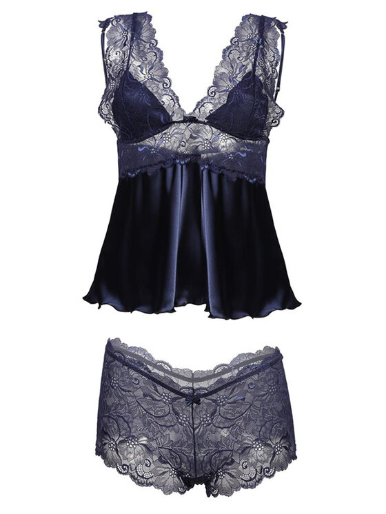 DKaren Lingerie DKaren Lingerie Komplet bielizny Belinda Granatowy Classic Fit