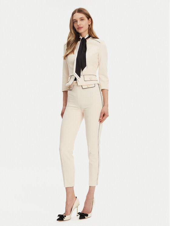 Elisabetta Franchi Elisabetta Franchi Kalhoty z materiálu PA-T71-51E2-V360 Écru Regular Fit