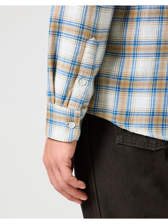 Wrangler Wrangler Camicia 1 PKT INDIGO SHIRT Bianco Regular Fit