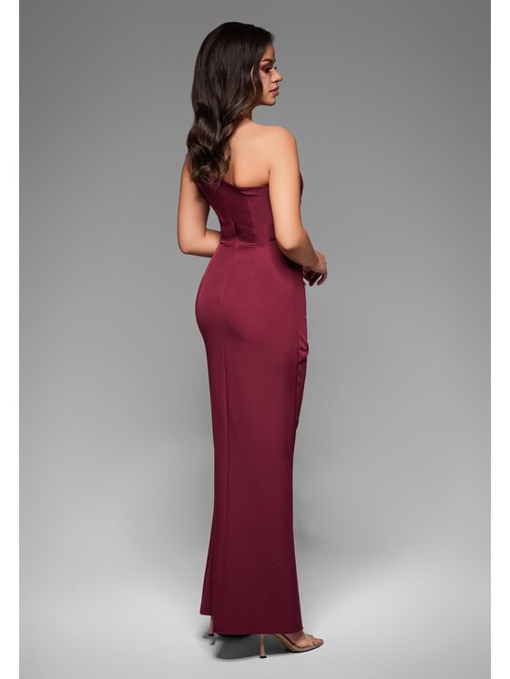 Ombre Ombre Sukienka wieczorowa LA-OM-DLR037 Bordowy Regular Fit