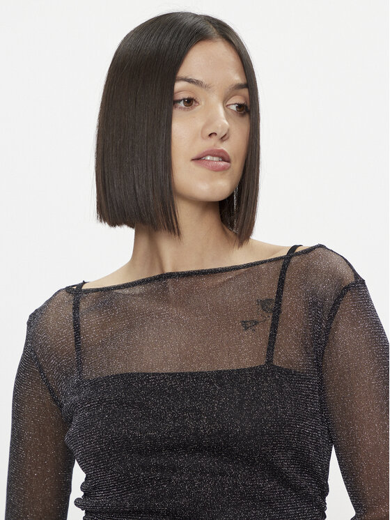 Please Please Kokteilinė suknelė A1WCCFQ000 Juoda Slim Fit