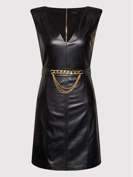 Liu Jo Liu Jo Kleid aus Kunstleder CF1008 E0641 Schwarz Regular Fit
