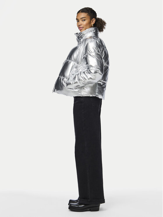 Pieces Pieces Μπουφάν χειμωνιάτικο Namie 17151539 Ασημί Regular Fit