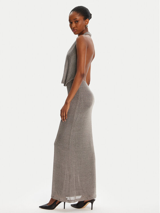 Bardot Bardot Sukienka koktajlowa Nola Lurex Cowl 59814DB1 Srebrny Regular Fit