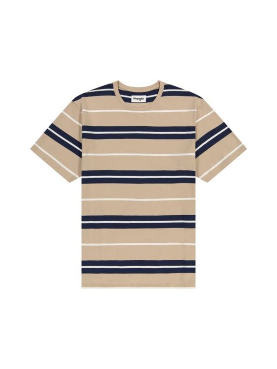 Wrangler Wrangler T-Shirt STRIPE TEE 112362785 Beżowy Regular Fit