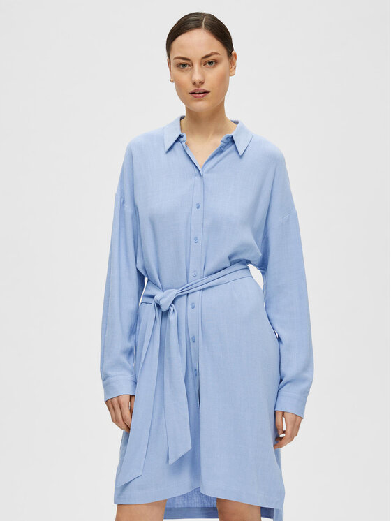 Selected Femme Selected Femme Φόρεμα πουκάμισο 16089666 Μπλε Relaxed Fit