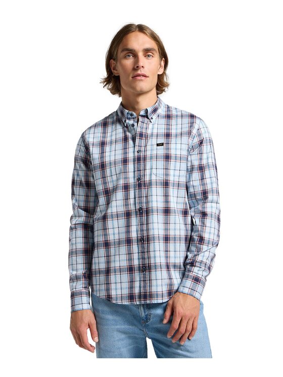 Lee Lee Koszula BUTTON DOWN Szary Regular Fit