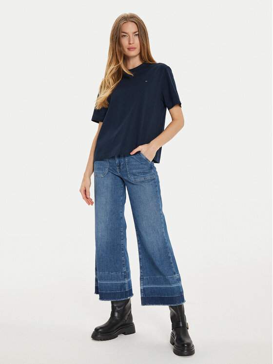 Tommy Hilfiger Tommy Hilfiger T-shirt Modern Flag WW0WW43597 Tamnoplava Relaxed Fit