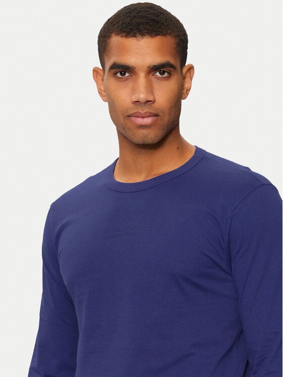 United Colors Of Benetton United Colors Of Benetton Majica dugih rukava 30964M017 Plava Slim Fit