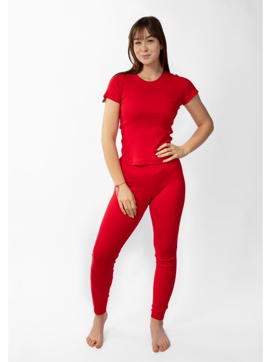 DKaren Sport DKaren Sport Komplet bluzka i spodnie Halima Czerwony Slim Fit