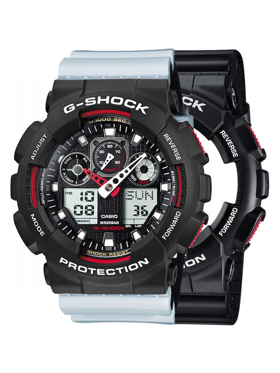 Casio Casio Zegarek SET GA-100-1A4ER + BEZEL 10508136 + PASEK 10527469 Biały
