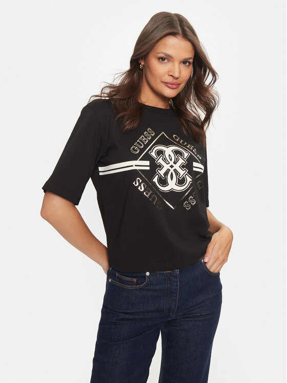 Guess Guess Футболка V4BI05 I3Z14 Чорний Boxy Fit
