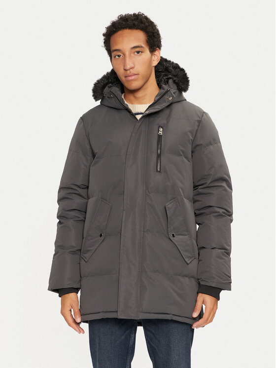 Brave Soul Brave Soul Пухено яке MJK-COLNEGREY Сив Regular Fit