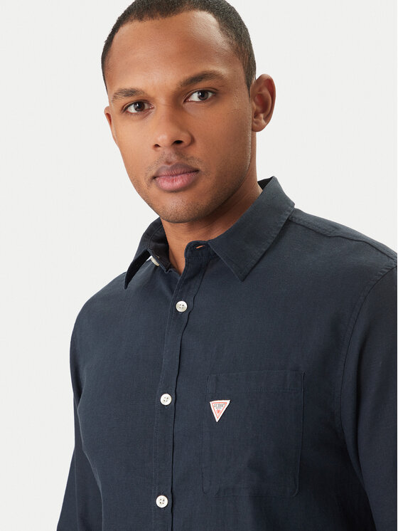 Guess Guess Cămașă F6GH06 WG3L0 Bleumarin Regular Fit