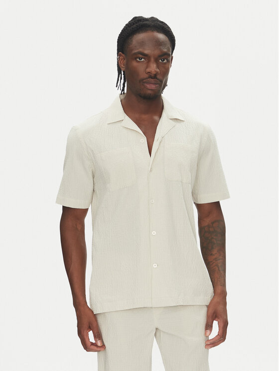 Lindbergh Lindbergh Комплект от риза и текстилни шорти 30-203575SET Бежов Regular Fit