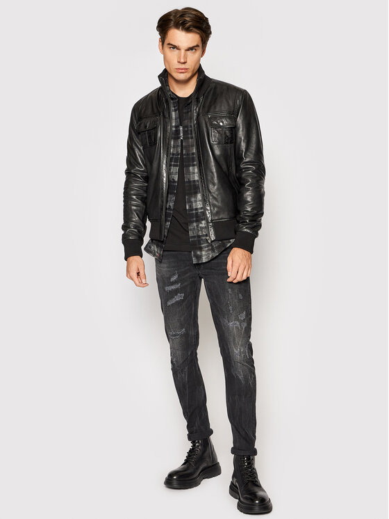 Serge Pariente Serge Pariente Geacă de piele Dany Negru Regular Fit