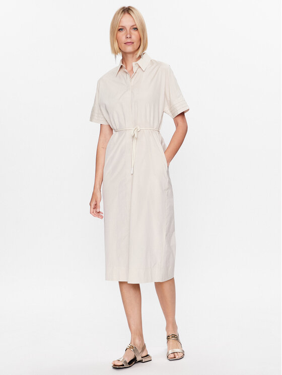 Peserico Rochie tip cămașă S02136A Bej Regular Fit