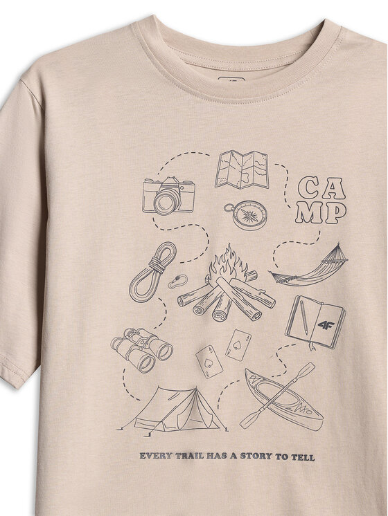 4F 4F T-Shirt ENJOY THE OUTDOORS Beżowy Loose Fit