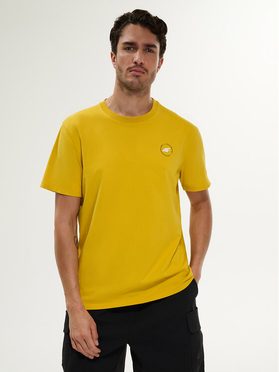 4F 4F T-Shirt WHEEL & WAVE Żółty Relaxed Fit