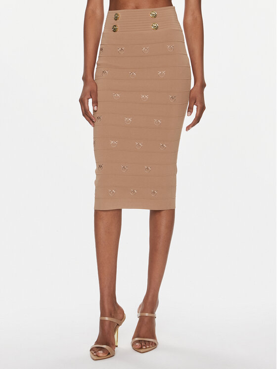 PINKO Pinko Pouzdrová sukně 102883 A1LK Hnědá Slim Fit