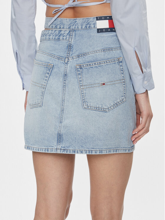 Tommy Jeans Tommy Jeans Fustă de blugi Mom Cut Out Wb Uh Skirt Ah7011 DW0DW17217 Albastru Slim Fit