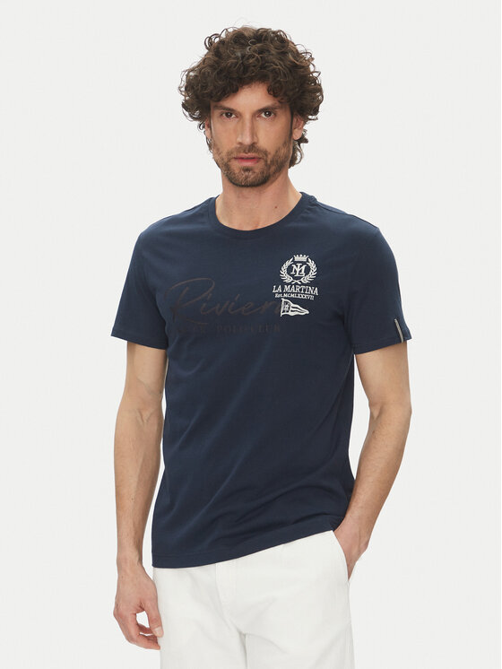 T-Shirt La Martina, Größe M Dunkelblau Algernon MAR300 JS206