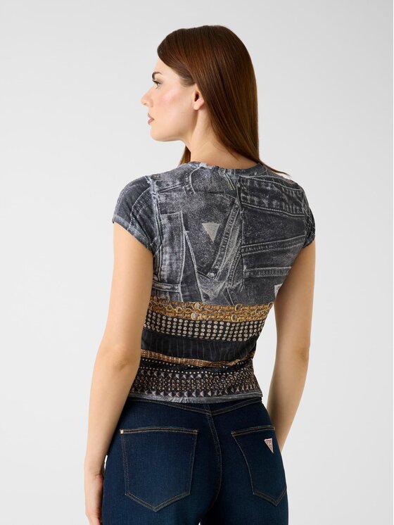 Guess Guess Marškinėliai W6RI05 KCCG0 Juoda Classic Fit