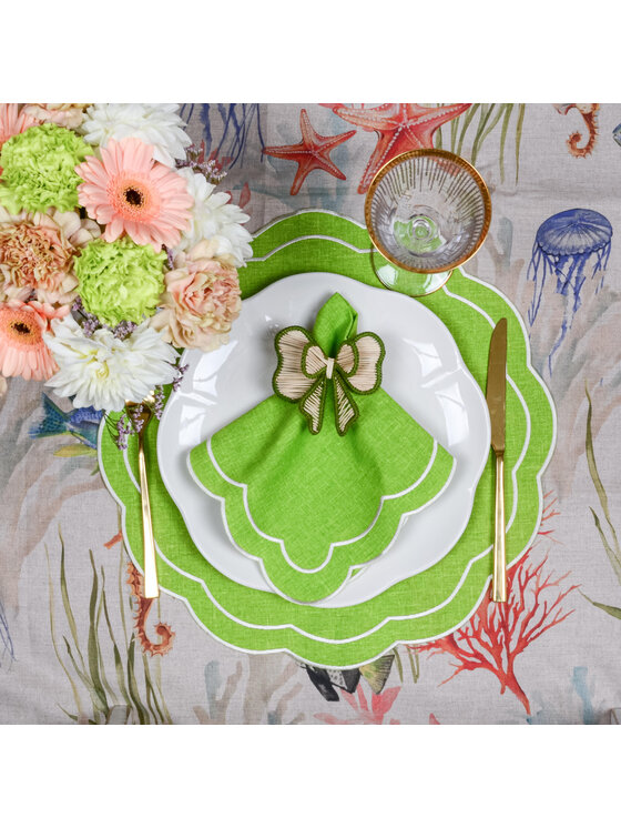 Roseberry Home Roseberry Home Serwetki haftowane Lime Petali Zielony