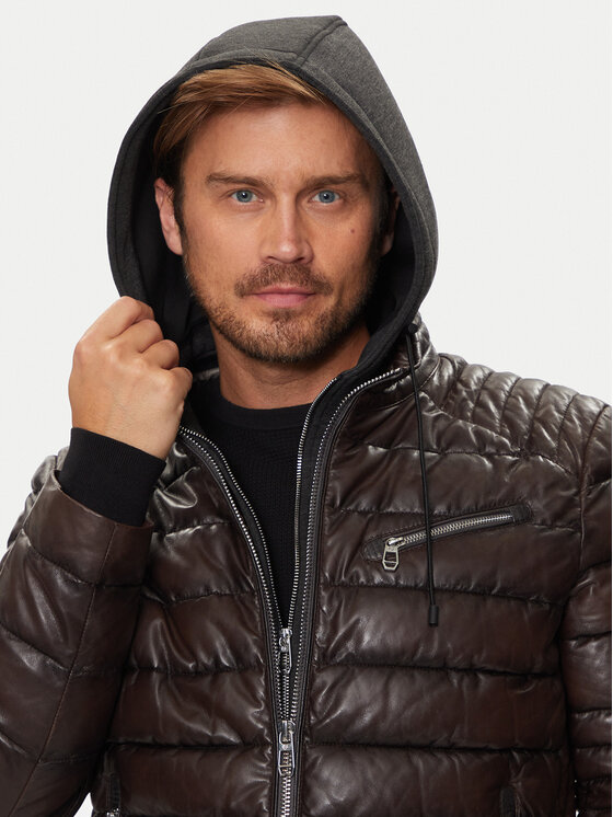 Milestone Milestone Μπουφάν δερμάτινο 431068 60510 Καφέ Regular Fit