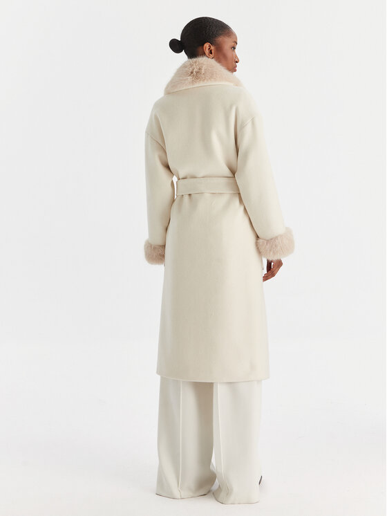 YES LONDON YES LONDON Cappotto di lana CD1211ECO Écru Regular Fit